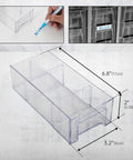 Close-up of clear PS drawer with dimensions for Heavy Duty 24 Drawer Metal Parts Cabinet With Clear PS Drawers Bolt And Nut Organizer.