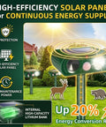 2 Pack Ultrasonic Deer Deterrent Devices With Solar Power, Motion Activated LED Strobe, high-efficiency solar panel in garden