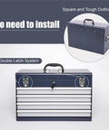 21 Inch Freestanding Rolling Tool Chest With Slick Auto Locking Drawers And Smooth Ball Bearing Slides Heavy Duty Utility Storage Cabinet For Mobile Workspaces And Daily Grinds Antique Grey with double latch system.