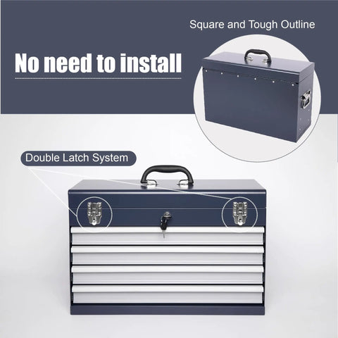 21 Inch Freestanding Rolling Tool Chest With Slick Auto Locking Drawers And Smooth Ball Bearing Slides Heavy Duty Utility Storage Cabinet For Mobile Workspaces And Daily Grinds Antique Grey with double latch system.