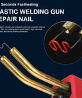 Close-up of plastic welding gun repair nail with Dual Size Wave Shape Plastic Welding Staples Set for ABS bumper repairs.