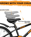 20 Inch BMX Style Kid Friendly Bike For Boys And Girls Ages 4 To 12 With Adjustable Seat Training Wheels Front And Rear Fenders Safe Dual Braking System Black Bicycle