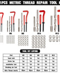 Marvelity Premium 131-Piece metric thread repair kit with HSS drills, taps, and inserts for M5–M12 automotive repair