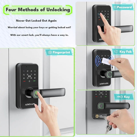 Skip The Keys Completely This Fingerprint Door Lock Has Auto Lock Smart Keypad Entry Card Backup And Classic Key Slot Comes In Sleek Matte Black For Bedrooms Or Front Doors To Keep Your Place Safe And Secure All Day Long