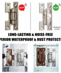 Comparison of door hinges showing squeaking vs silent after using Heavy Duty Synthetic Grease Real Deal Formula Smooth As Butter.