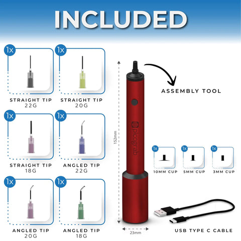 Cordless Pro Grade ESD Vacuum Pickup Tool For IC Chips And SMD Rework with nozzles, suction cups, USB-C cable, aluminum body