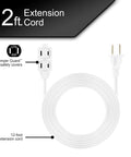 Image showing Three Outlet Indoor Extension Cord With Twelve Foot Power Strip 16 Gauge UL Listed Twist To Close Safety Covers White.