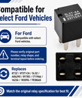Ford Oil Pump Starting Relay 12V DC 20A, 4 Pins, Replacement Pack of 2 for 5L3T-AA, Compatible With Ford Vehicles, High Quality Automotive Relay for Reliable Engine Start and Long Lasting Performance. Black 4-pin relay with terminals