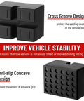 Solid Rubber Pinch Weld Blocks Jumper Pads For Auto Lift Jack Stand Support High Compression Heavy Duty Car Repair 3 Ton Load Capacity Set with anti-slip design.