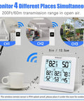 Indoor Outdoor Wireless Thermometer With 3 Remote Sensors Digital Hygrometer Temperature And Humidity Monitor With Backlit Display Quick Readings 24 Hour History Comfort Indicator Up To 200 Feet Range
