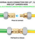 Full Flow Brass Garden Hose Quick Connect Fittings Set Built Heavy Duty With Full Port Brass Construction, Outdoor Water Hose