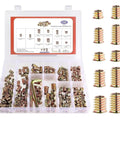 Rock Solid 188 Piece Hex Socket Nuts And Wrench Drill Bit Set for furniture assembly with assorted threaded inserts in a storage case.
