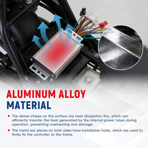 36V-48V 350W Brushless DC Motor Speed Controller Replacement, aluminum alloy material, heat dissipation fins, electric bike installation
