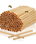 Mason Bee Tubes 300 Pack 6 Inch Pollinator Tubes For Beekeeping Outdoor Nesting Tubes Replacement Reed Habitat with bees on tubes