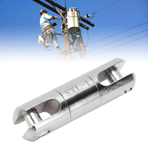 Tough As Nails One Ton Cable Pulling Swivel forged from solid stainless steel, 1-ton capacity for heavy wire lines in use.
