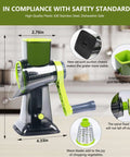 Ultimate Hand Crank Cheese Grater With Three Interchangeable Stainless Steel Drums For Cheese, Vegetables, And Fruits, Stable Suction Base For Easy Rotary Operation, Green Kitchen Must Have Chef Kiss, 9.33in