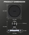 Diagram showing dimensions of Heavy Duty Magnetic Phone Holder Base with 1 Inch Ball for MagSafe iPhone 12 to 17 Series.