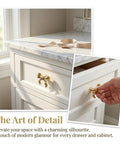 Top Shelf Vintage Bowknot Cabinet Knobs And Metal Drawer Pulls For Furniture Hardware on white drawer, gold finish.