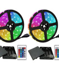 Battery Powered RGB LED Strip Lights 20Ft With 24 Key Remote Color Changing Indoor Outdoor Decor 4XAA Battery Operated Kit