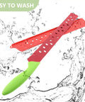 Watermelon Cutter With Sleeve Long Serrated Knife For Melon Cutting Bread And Veggie Knife with red sleeve and green handle