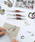 Six Piece Jewelry Soldering Kit With Ceramic Honeycomb Boards Copper Tong Solder Plate And Three Lock Tweezers in use