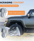 15 Pcs Camber Alignment Guide Pins Set For Silverado Sierra Tahoe Suburban Yukon Escalade Hummer H2 H3 Suspension Systems Durable Zinc Plated Iron Pins For Precise Wheel Camber Alignment And Easy Installation For Trail Ready Rigs shown with vehicle.