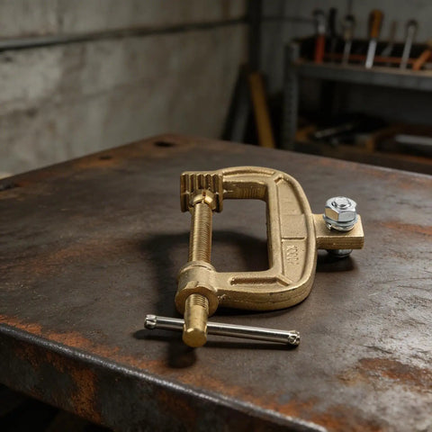 Top Tier 1000 Amp Brass Welding Earth Clamp With C Type Screw Design on metal surface for heavy duty task.