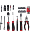 62 Piece Tool Box Set For Home Garage And DIY Projects With Metric Sockets Ratchets Wrenches Screwdriver Bits Pliers And Handy Accessories