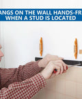 Man using 2 Pack Magnetic Stud Finders, Heavy Hitter Nail Head Locator for Drywall, Easy Wall Mounting Tool