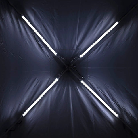 Link Light System For Canopies 4 Pack 20 Inch Light Bars 2720 Lumens Total With Three Modes installed on dark canopy interior