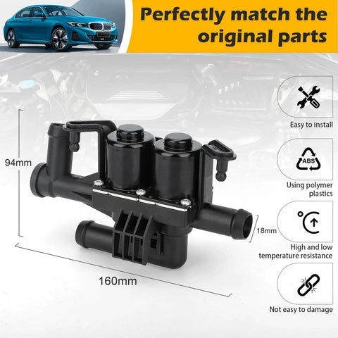OEM Grade Heater Control Valve Water Flow Regulator Fits BMW F01 F02 F10 5 7 Series detailed view with dimensions and materials.