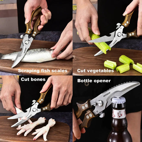 Heavy Duty Kitchen Shears Two Pack Poultry And Meat Scissors Set Bone Cutting Scissors For Cooking And Grilling Durable Stainless Steel Easy Clean Multipurpose Kitchen Must Have, fish and vegetable use