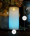 Flameless Color Changing LED Candle Pillar 3 By 6.5 Inches With Real Wax Moving Flame, Battery Operated, on decorative tray