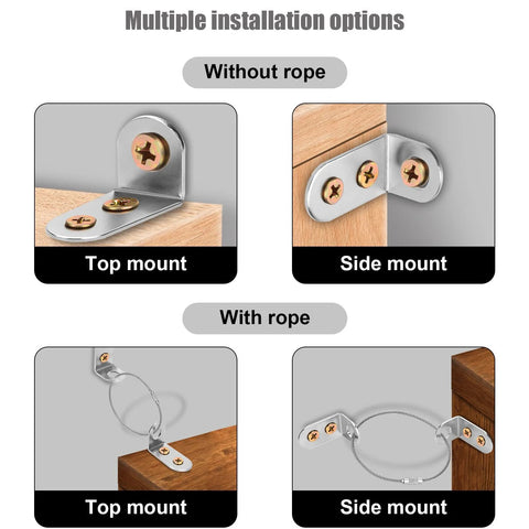 Anti Tip Furniture Anchors Set 24 Pieces Stainless Steel Wall Anchors For Baby Proofing And Home Safety installed mounts