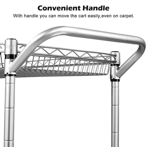 Beefy Two Tier Rolling Utility Cart With 660 Lb Capacity Nsf Listed Commercial Steel Workhorse Anti Rust Chrome Mobile Storage Rack Built Tough For Garage Kitchen Or Warehouse