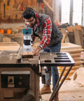 Built Tough 800W Electric Palm Router With Clear Base And Soft Touch Rubber Grip Smooth As Butter 30000 Rpm used for trimming wood.