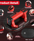 Electric Suction Cup Lifter With LED Display 573 Lbs Max Load 10 Inch Base Dual 3000mAh Batteries Heavy Duty Glass Granite Tile And Metal Lifting Tool For Pros with labeled components and features