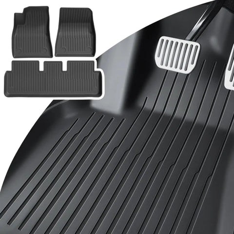 Custom Fit TPE All Weather Floor Liners For Tesla Model 3 Highland 2024 To 2026 Front And Rear Full Set Black Heavy Duty mats