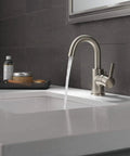 Precept Single Hole Bathroom Faucet in Brushed Nickel Finish With No Fuss Easy Install Single Handle Design Includes Pop Up Drain Assembly