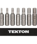 Tamperproof Quarter Inch Hex Bit Set With Rail 9 Piece Security Allen Bits Extra Long 30 mm Length For Recessed Fasteners Includes 2, 2.5, 3, 3.5, 4, 4.5, 5.5, 6 mm Corrosion Resistant For Home And Shop displayed with rail holder