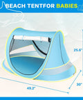 Pop Up Baby Beach Tent For Toddlers And Infants, Portable Sun Shade For Beach And Camping, Easy Two Way Access, blue tent dimensions