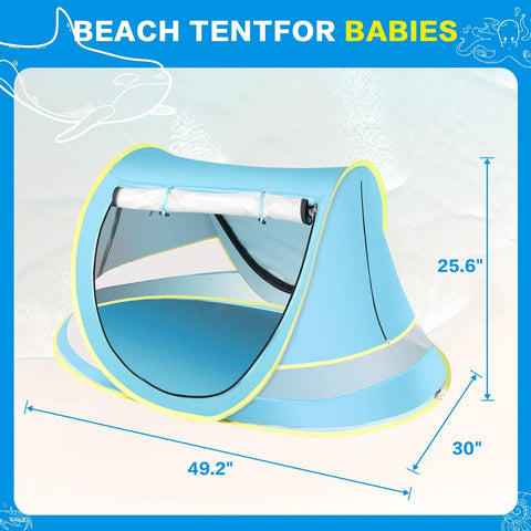 Pop Up Baby Beach Tent For Toddlers And Infants, Portable Sun Shade For Beach And Camping, Easy Two Way Access, blue tent dimensions