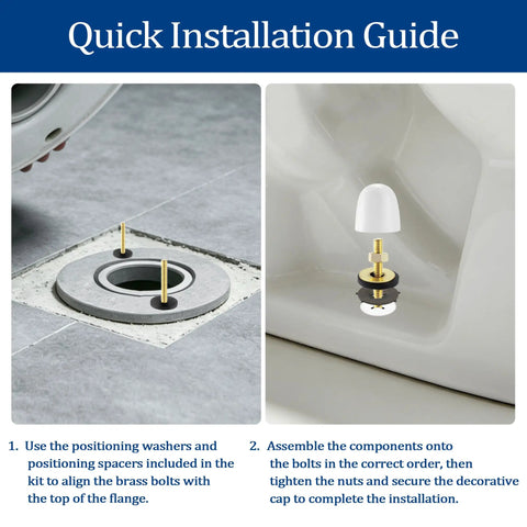 Heavy Duty Toilet Floor Bolts And Metal Flange Kit With Caps Nuts And Washers Solid Two Pack Bathroom Hardware installation guide