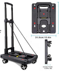 Car Seat Dolly for Airport foldable travel cart with extendable handle and wheels, black
