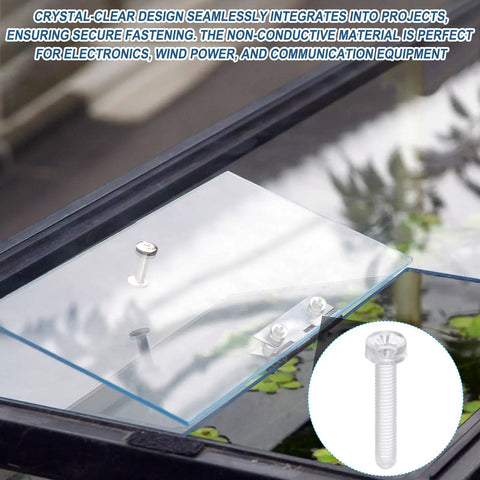 Clear Acrylic Screws M6 x 12mm Round Head Phillips Bolts for Machine Accessories and DIY Projects in Electronics