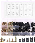 170 Piece U Nut Clips Assortment Kit With Zinc Plated Phillips Screws Black Phosphate Finish Rust Resistant Auto Body Trim Fasteners in organizer