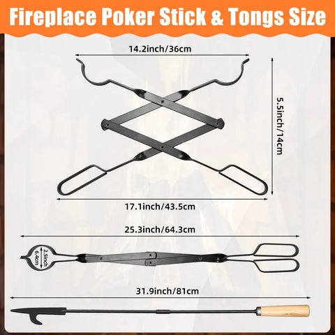 All In One Campfire Gear Set Includes 6 32 Inch Smores Sticks For Fire Pit 32 Inch Campfire Poker 25 Inch Fireplace Tong