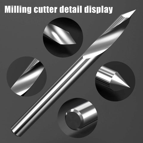 Pro Grade 60 Degree V Groove Engraving Router Bits Set With One Eighth Inch Shank For Aluminum MDF Hard Wood Copper detail view