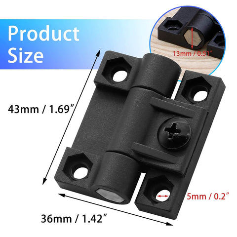 Adjustable Torque Position Control Hinges 2 Pack Black Door Gate And Cabinet Hinges With Screws E6 10 301 20 Durable Plastic Construction