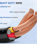 Heavy Duty EV Charge Adapter 30 To 50 Amp 10 Gauge NEMA 14 30P To 14 50R Converter showing 4x10 gauge copper wires with PVC insulation.